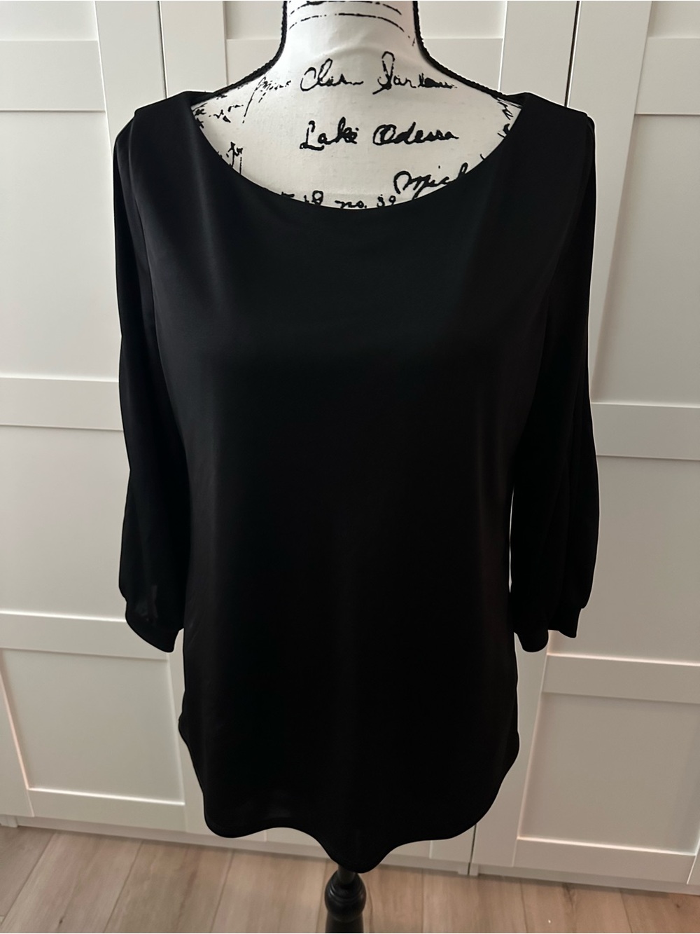 WHBM Classic Black Women's Top - Elegant Scoop Neck Size Large